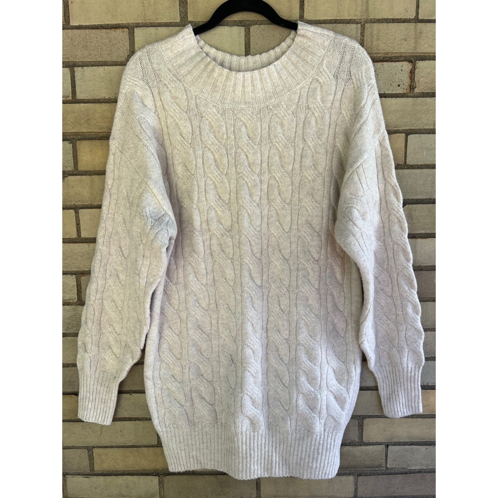 BP Cream Cable Knit Crewneck Tunic Sweater Dress Size Small